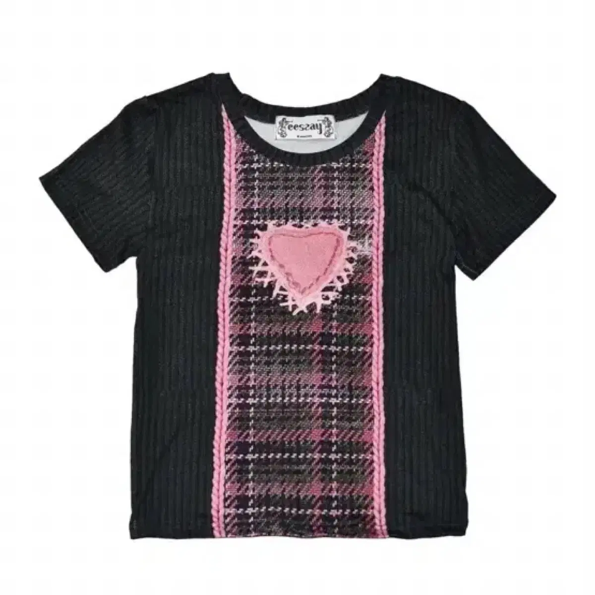 eessay 에세이 PINK BLACK KNIT T-SHIRT